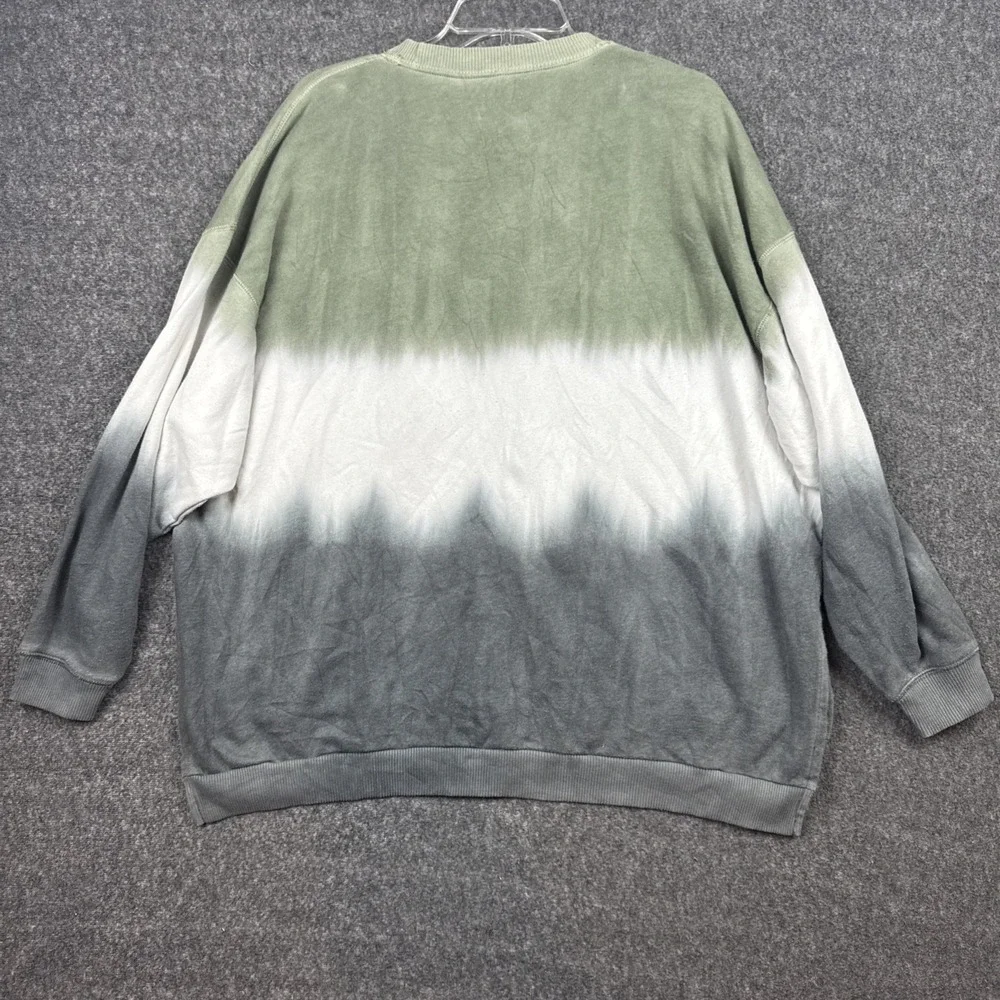 American Eagle Sweater M Sage Green White Ombré Dip Dye Jegging Fit Split‎ Hem